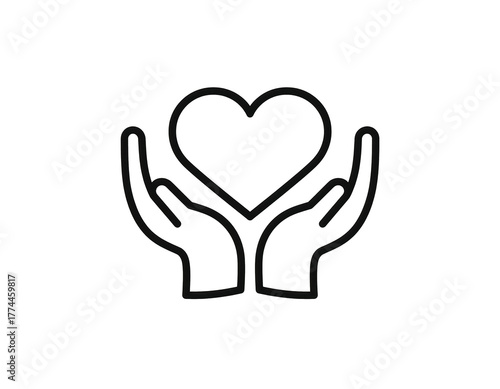 Heart in hand icon isolated background png