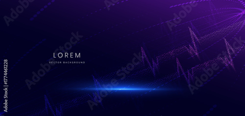 Particle futuristic heart rate hi tech on dark blue background. Icon medical concept.