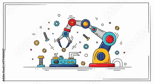 A robotic arm precisely assembling components in an automated industrial process