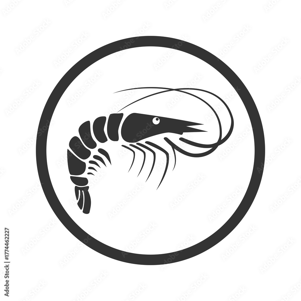 Naklejka premium Shrimp circle icon isolated on transparent background
