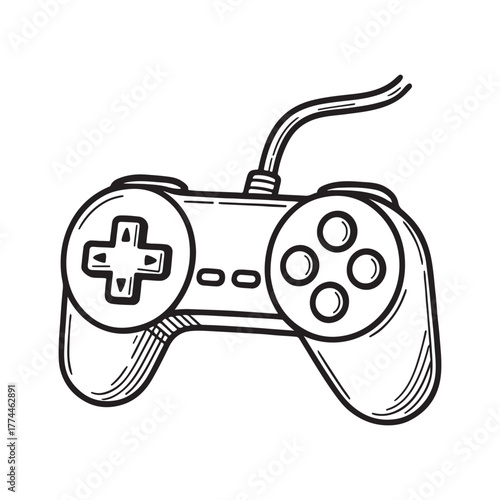 line art of game controller vector