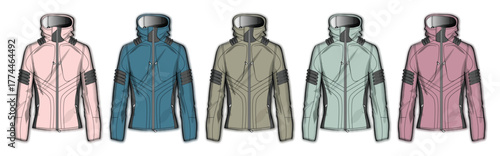 Diverse array of women's long-sleeved tops in a harmonious spectrum of colors, illustrating versatile fashion design concepts suitable for everyday casual wear and modern wardrobes