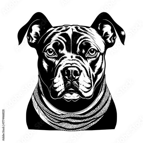 Pitbull with dreadlocks svg cut file. Isolated vector illustration.