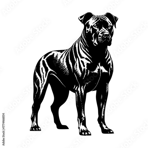 Pitbull with dreadlocks svg cut file. Isolated vector illustration.