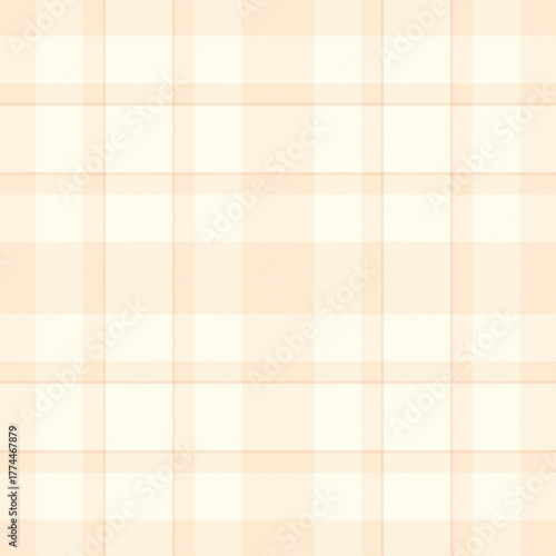 Print fabric texture tartan, trend pattern background seamless. Royal check vector plaid textile in ivory and papaya whip colors.