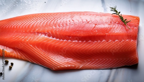 Vibrant Red Meat On A Raw Fillet Of Fresh Caught Wild Coho Salmon The Fish Is Healthy Food