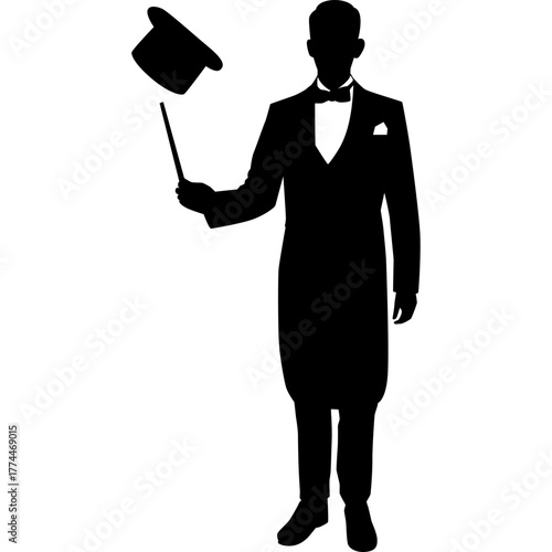 Silhouette Magician Illustration