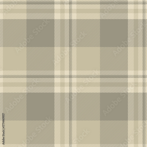 Elegant seamless plaid pattern in neutral tones. Ideal for backgrounds, textiles, or design elements evoking classic style and understated sophistication.