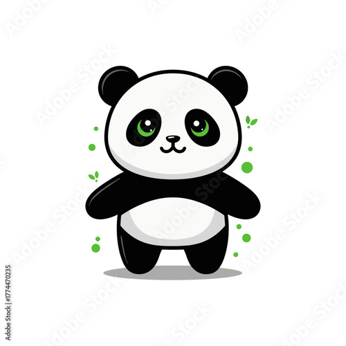 Charming panda character surrounded by verdant details