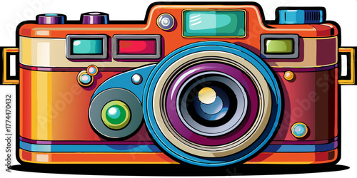 digital photo camera with colorful background