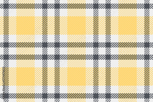 Classic plaid pattern in yellow, gray and white. Timeless, traditional design ideal for backgrounds, textiles, or creative projects needing a touch of heritage.