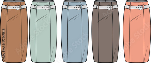 Collection of five colorful stylized wooden barrels, each with classic metal bands, depicted as clean vector illustrations ideal for storage, beverage, or rustic design elements and themes