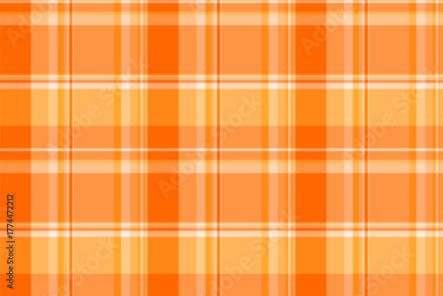 Industrial vector textile plaid, customized check pattern seamless. Printout background fabric tartan texture in orange and bright colors.