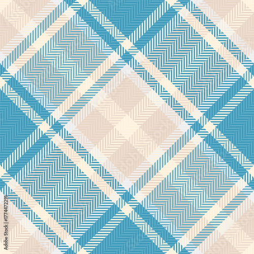Down textile vector tartan, pixel background check texture. Us plaid fabric seamless pattern in light and cyan colors.
