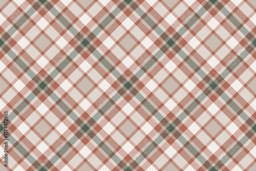 Mesh textile seamless plaid, decorate check background vector. Costume pattern fabric tartan texture in pastel and red colors.