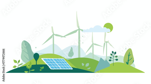 wind turbine and green plant