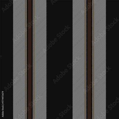 Colourful textile stripe vertical, dress pattern lines fabric. Choose vector background texture seamless in black and sterling silver colors.