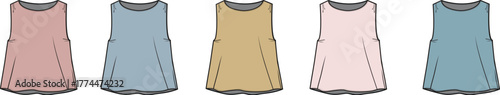 Diverse Color Palette of Sleeveless Tops for Fashion and Style A Vector Illustration