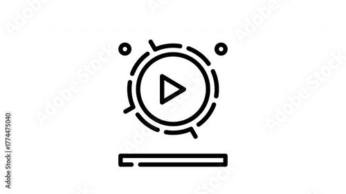 Line art icon of a play button design for digital projects. Suitable for web design, multimedia, music apps, and video platforms.
