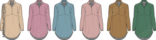 Colorful Casual Long Sleeve Shirts - Assorted Tones for Fashion & Apparel Designs