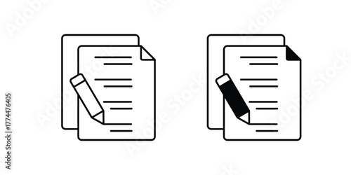 Edit Document set icon with white background vector stock illustration