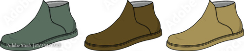 Colorful Chelsea Boots Illustration Variety of Boot Designs in Different Shades for Fashion