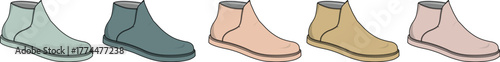 Colorful vector illustration of assorted stylish boots, perfect for fashion, footwear, and apparel designs