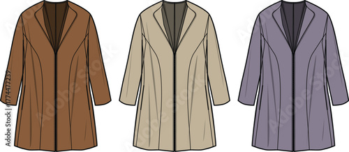 Stylish coat illustrations in various colors, perfect for fashion design and apparel projects, apparel