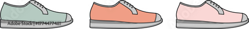 A trio of casual sneakers in varying colors mint green, coral, and pale pink, showcasing their side profiles on a white background