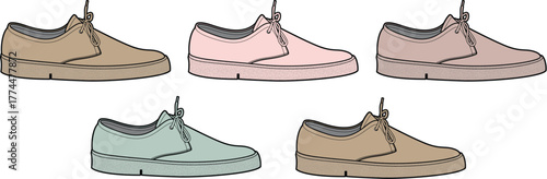 Stylish Array of Casual Shoes in Multiple Colors Illustration