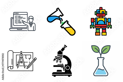 STEM Education and Science Technology Vector Icons Collection