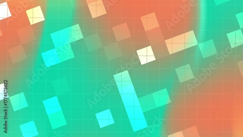 Pixelated abstract background in teal and orange hues. Suitable for digital designs, presentations, website backdrops, and artistic projects.