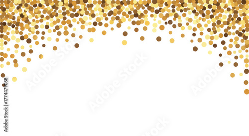Festive gold glitter arch design element for party, holiday, and wedding borders isolated PNG with Transparent Background
