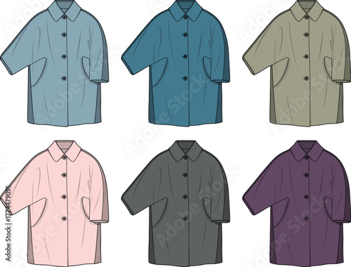 Fashion Illustration of a Classic Women's Coat Available in Multiple Colors