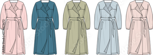 Fashion Forward A Collection of Stylish Trench Coats in a Variety of Colors and Designs