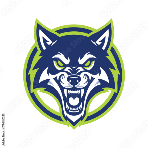 Aggressive Wolf Head Mascot Emblem Illustration for Team or Brand Identity Design