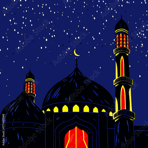 mosque at night