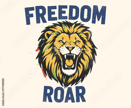 A colorful protest slogan featuring a crossed-out crown and the words 'NO KING'. The design symbolizes opposition to authority and political policies in the USA.