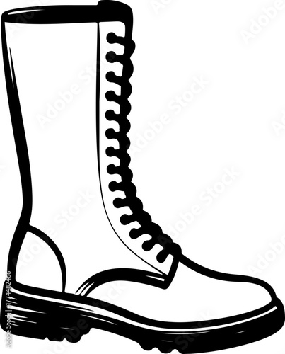 sketch doodle high boot silhouette vector illustration