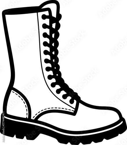 sketch doodle high boot silhouette vector illustration