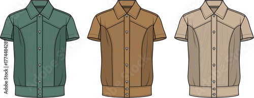Stylish short-sleeved shirts in various colors for casual and formal wear, design options