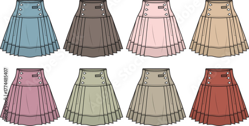Pleated skirt set in various colors, a charming and versatile fashion collection