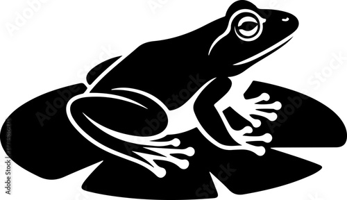frog sitting on lily pad silhouette vector illustration