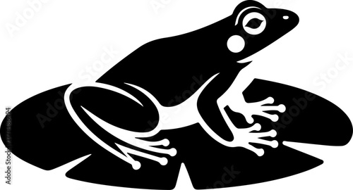 frog sitting on lily pad silhouette vector illustration