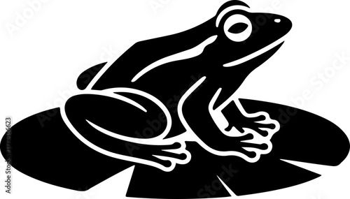 frog sitting on lily pad silhouette vector illustration