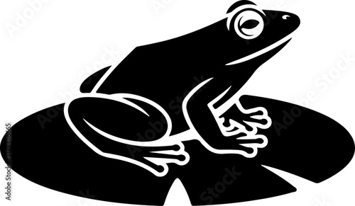 frog sitting on lily pad silhouette vector illustration