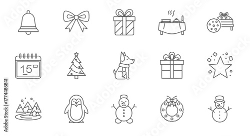 Christmas Icons Festive Set for Holiday Designs