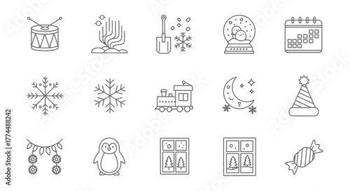 Festive Winter Icons Collection Holiday and Celebration Designs