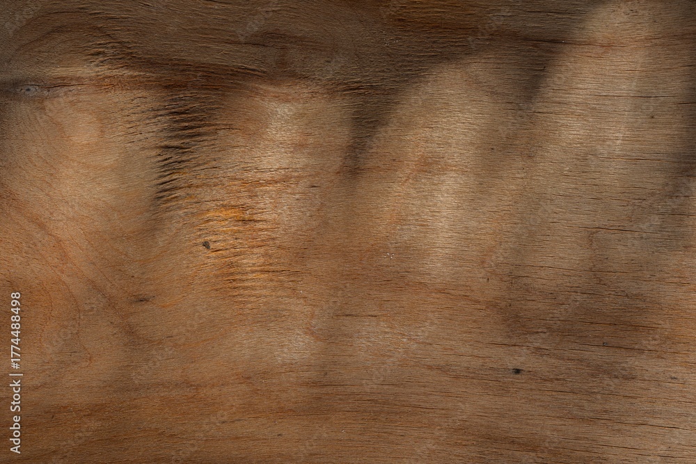 Fototapeta premium Plywood is a destroyed wood layer. Dark wood background - abstract pattern of cracks