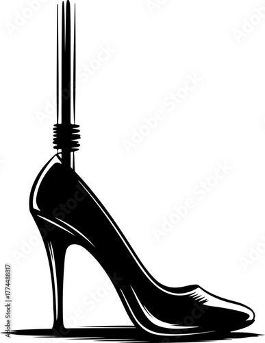 sketch doodle pole dance heel shoe silhouette vector illustration